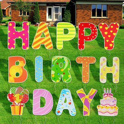 Colourful Die Cut Coroplast Letters 5mm Tanda Halaman Ulang Tahun Bergelombang